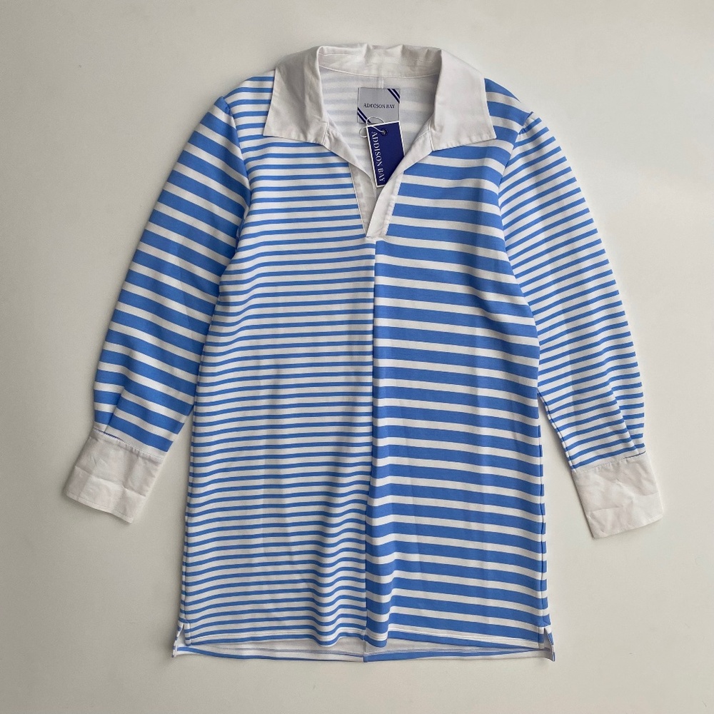 Addison Bay Sky Blue and White Striped Mini Dress